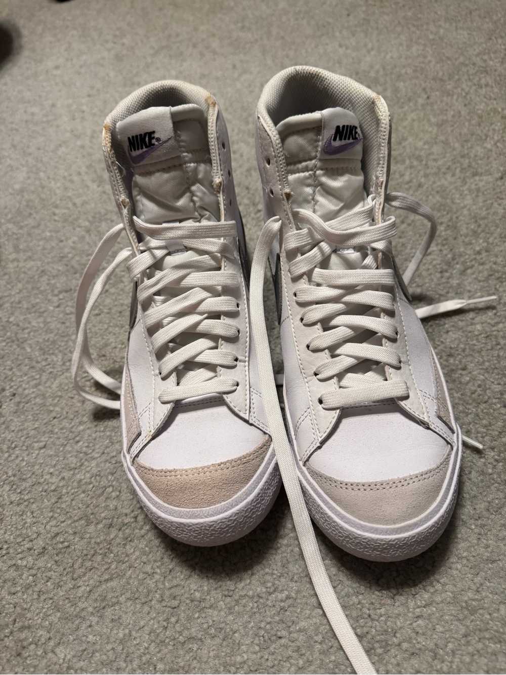 Nike White High-Top Sneakers with silver Accents